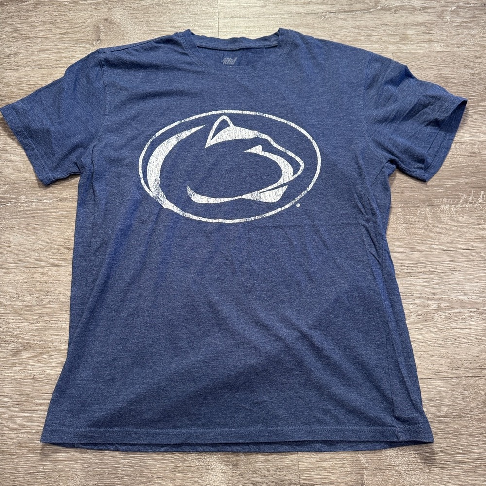 Penn State Nittany Lions Shirt Mens Large‎ Blue Football Short Sleeve Graphic